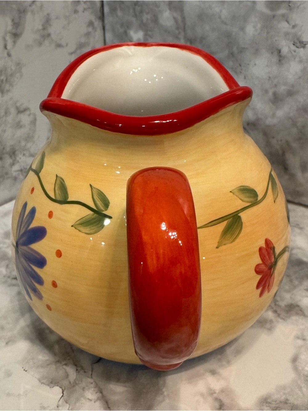 Vibrant Pfaltzgraff Napoli Hand Painted Floral Ceramic Pitcher 5.5" - Picture 4 of 11